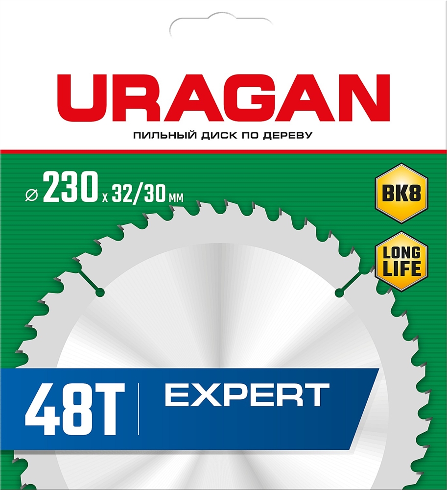 URAGAN  Expert, 230 х 32/30 мм, 48Т, пильный диск по дереву (36802-230-32-48) 36802-230-32-48_z01