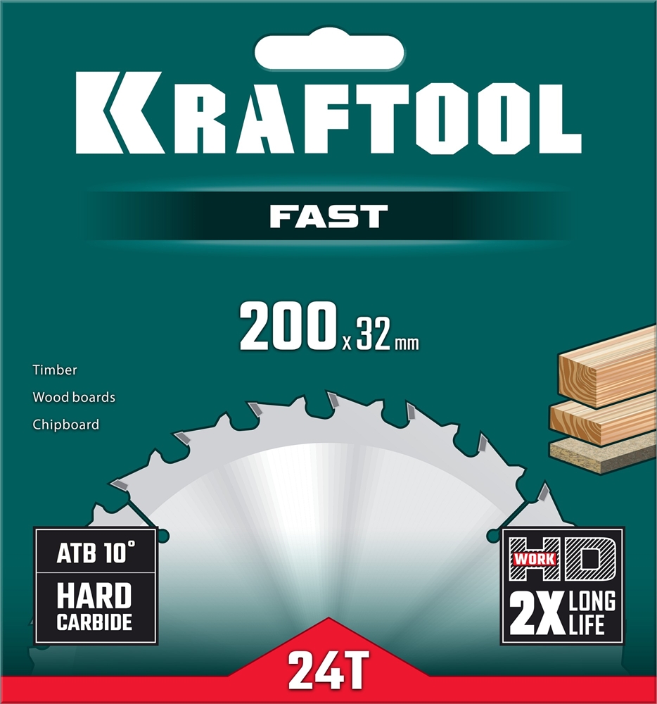 KRAFTOOL  Fast, 200 х 32 мм, 24Т, пильный диск по дереву (36950-200-32) 36950-200-32