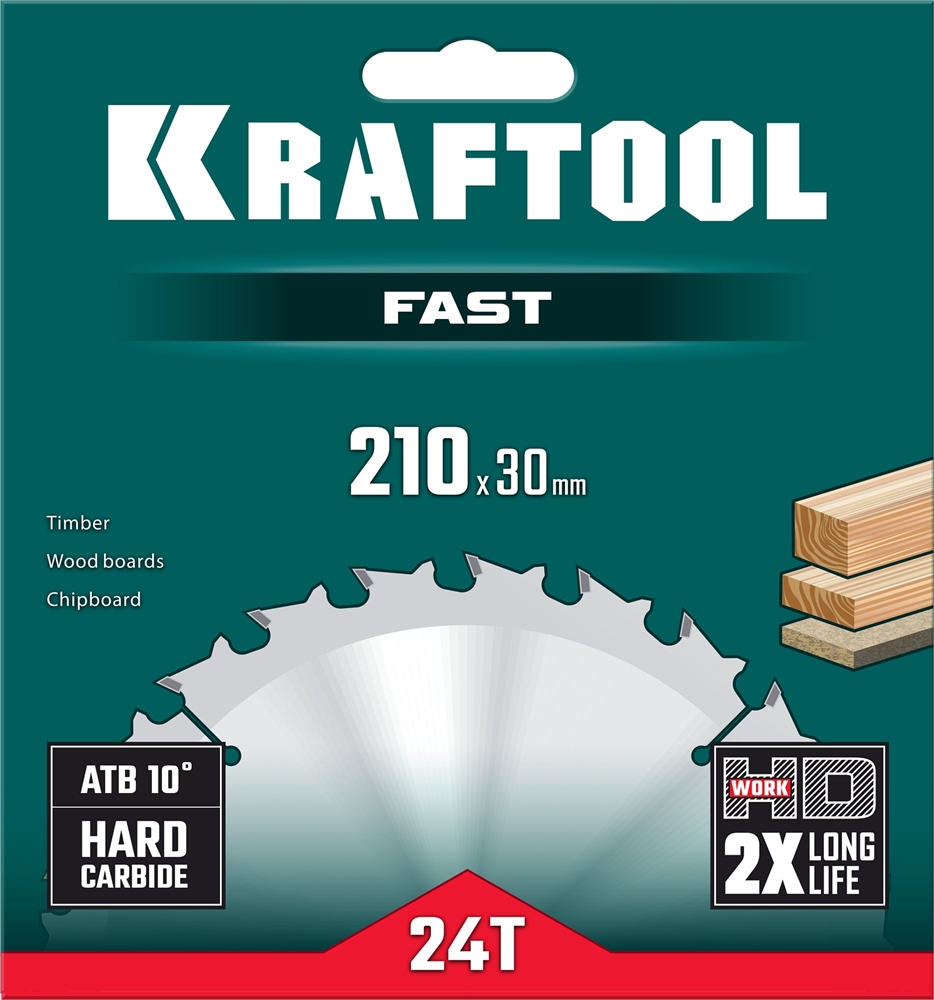 KRAFTOOL  Fast, 210 х 30 мм, 24Т, пильный диск по дереву (36950-210-30) 36950-210-30