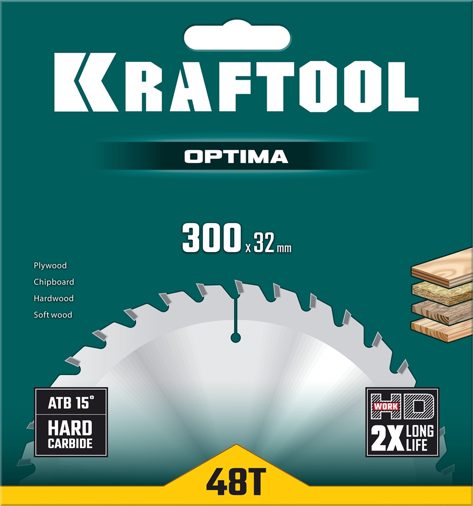 KRAFTOOL  Optima, 300 х 32 мм, 48Т, пильный диск по дереву (36951-300-32) 36951-300-32