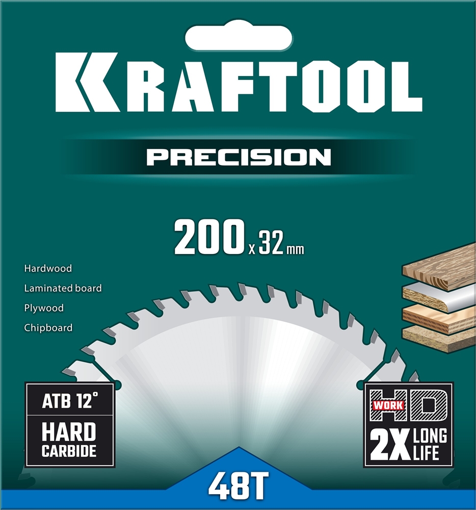 KRAFTOOL  Precision, 200 х 32 мм, 48Т, пильный диск по дереву (36952-200-32) 36952-200-32