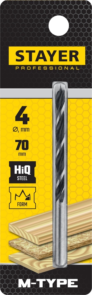 STAYER  M-type, 4.0 x 70/40 мм, М-образная заточка, спиральное сверло по дереву (2942-070-04) 2942-070-04_z02