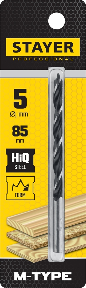 STAYER  M-type, 5.0 x 85/45 мм, М-образная заточка, спиральное сверло по дереву (2942-085-05) 2942-085-05_z02
