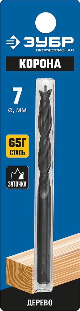 ЗУБР  d 7 x 105/60 мм, М-образная заточка, спиральное сверло по дереву, Профессионал (29421-110-08) 29421-105-07_z01