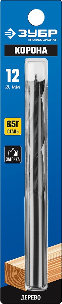 ЗУБР  d 12 x 140/85 мм, М-образная заточка, спиральное сверло по дереву, Профессионал (29421-200-06) 29421-140-12_z01