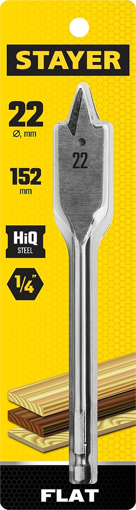 STAYER  Flat, 22 x 152 мм, перовое, cверло по дереву (2950-22) 2950-22_z01