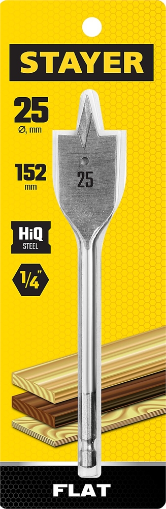 STAYER  Flat, 25 x 152 мм, перовое, cверло по дереву (2950-25) 2950-25_z01