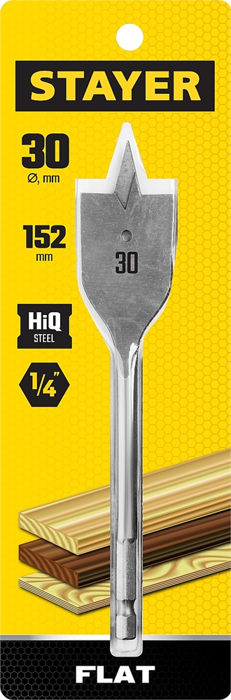 STAYER  Flat, 30 x 152 мм, перовое, cверло по дереву (2950-30) 2950-30_z01