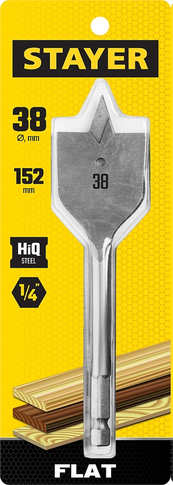 STAYER  Flat, 38 x 152 мм, перовое, cверло по дереву (2950-38) 2950-38_z01