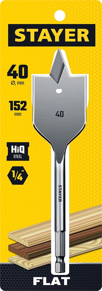 STAYER  Flat, 40 x 152 мм, перовое, cверло по дереву (2950-40) 2950-40_z01