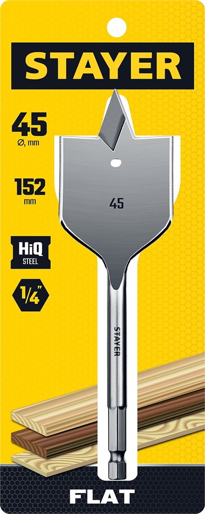 STAYER  Flat, 45 x 152 мм, перовое, cверло по дереву (2950-45) 2950-45_z01