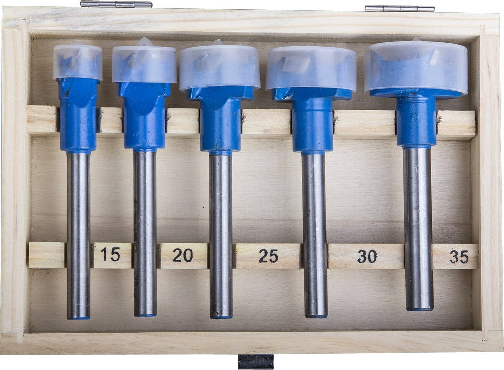 ЗУБР  5 шт: 15-20-25-30-35 мм, твердосплавные резцы, набор композитных сверл форстнера (29945-H5) 29945-H5