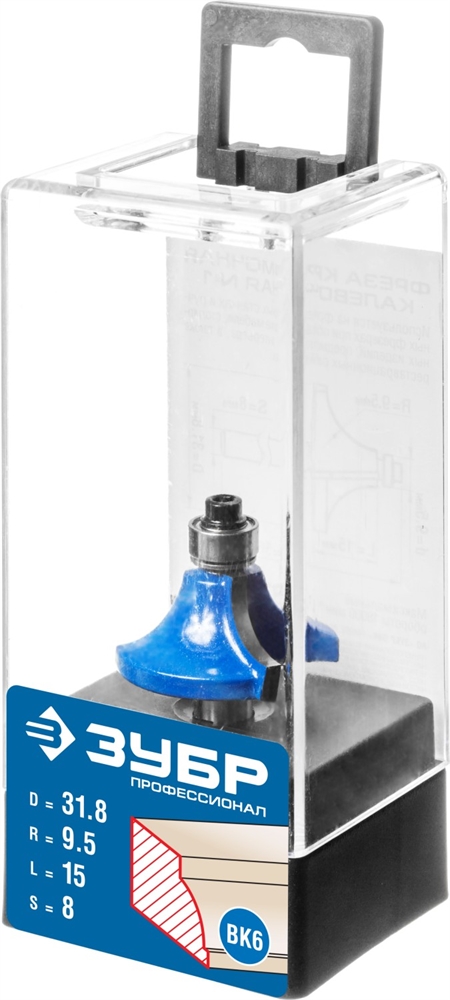 ЗУБР  31.8 x 15 мм, радиус 9.5 мм, фреза кромочная калевочная №1, Профессионал (28700-31.8) 28700-31.8