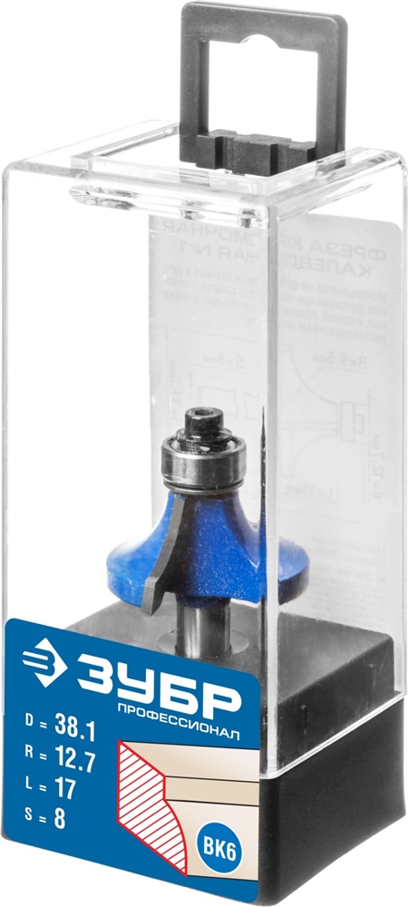 ЗУБР  38.1 x 17 мм, радиус 12.7 мм, фреза кромочная калевочная №1, Профессионал (28701-38.1) 28701-38.1