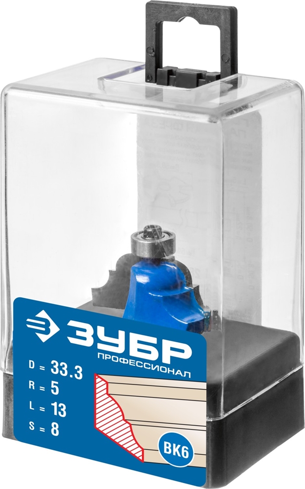 ЗУБР  33.3 x 13 мм, радиус 5 мм, фреза кромочная калевочная №4, Профессионал (28705-33.3) 28705-33.3