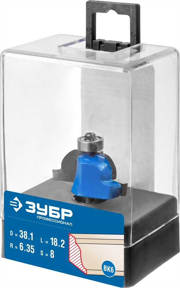 ЗУБР  38.1 x 18 мм, радиус 6.3 мм, фреза кромочная калевочная №6, Профессионал (28707-38.1) 28707-38.1
