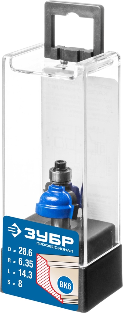 ЗУБР  28.6 x 16 мм, радиус 6.3 мм, фреза кромочная калевочная №7, Профессионал (28709-28.6) 28709-28.6