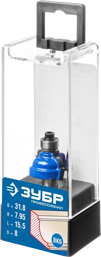 ЗУБР  31.8 x 17 мм, радиус 8 мм, фреза кромочная калевочная №7, Профессионал (28709-31.8) 28709-31.8
