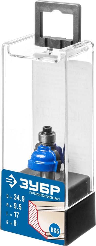 ЗУБР  34.9 x 19 мм, радиус 9.5 мм, фреза кромочная калевочная №7, Профессионал (28709-34.9) 28709-34.9