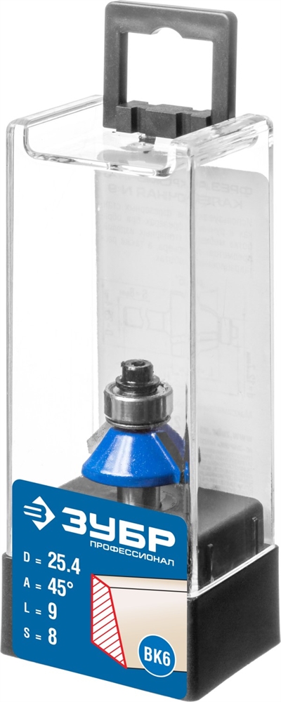 ЗУБР  25.4 x 8 мм, фреза кромочная калевочная (фасочная) №9, Профессионал (28711-25.4) 28711-25.4