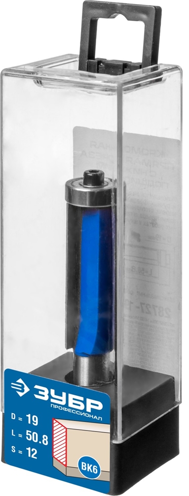 ЗУБР  19 x 50.8 мм, хвостовик 12 мм, фреза кромочная с нижним подшипником, Профессионал (28727-19-50.8-12) 28727-19-50.8-12