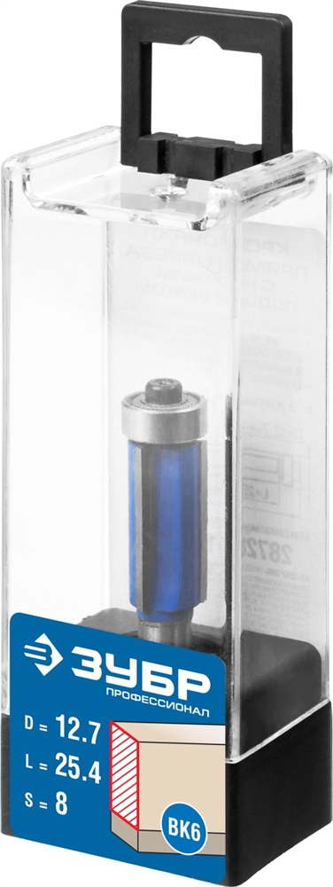 ЗУБР  12.7 x 38 мм, хвостовик 12 мм, фреза кромочная с нижним подшипником (3 лезвия), Профессионал (28728-12.7-38-12) 28728-12.7-38-12