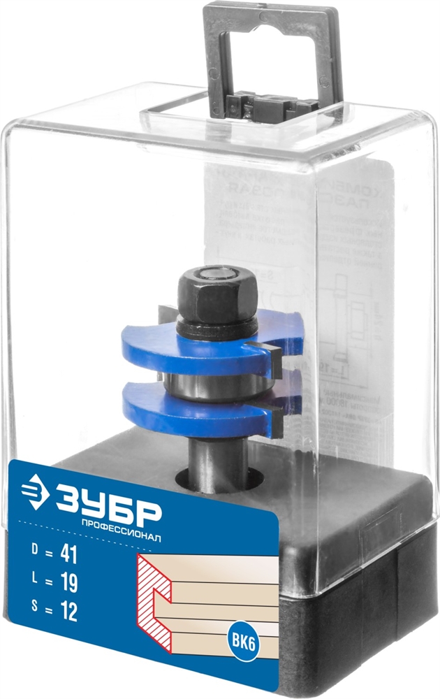 ЗУБР  41 x 19 мм, хвостовик 12 мм, фреза комбинированная пазо-шиповая, Профессионал (28732-41) 28732-41