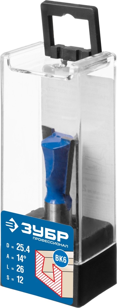 ЗУБР  25.4 x 26 мм, угол 14°, фреза пазовая фасонная ″Ласточкин Хвост″, Профессионал (28748-25.4) 28748-25.4