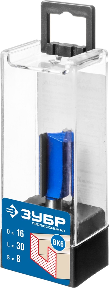 ЗУБР  16 x 30 мм, хвостовик 8 мм, фреза пазовая прямая, Профессионал (28753-16-30) 28753-16-30