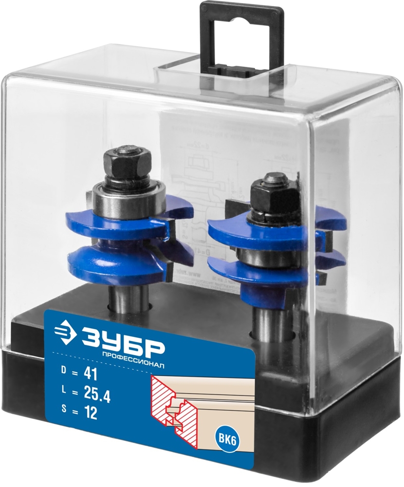 ЗУБР  41.3 x 23 мм, хвостовик 12 мм, набор фрез рамочных №1, Профессионал (28771-41.3-H2) 28771-41.3-H2