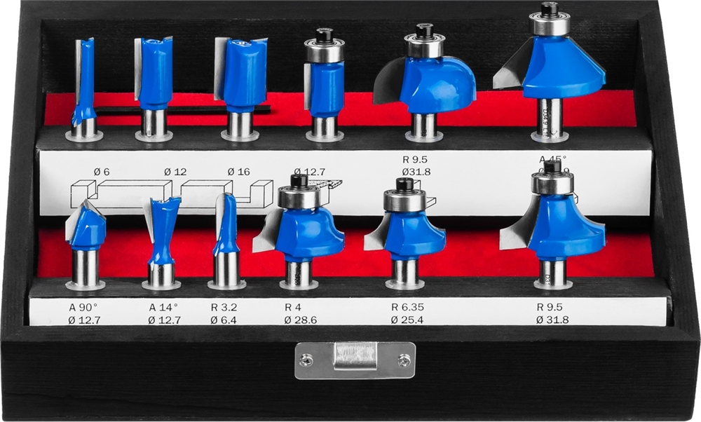 ЗУБР  12 шт, набор профильных фрез по дереву, Профессионал (28796-H12) 28796-H12