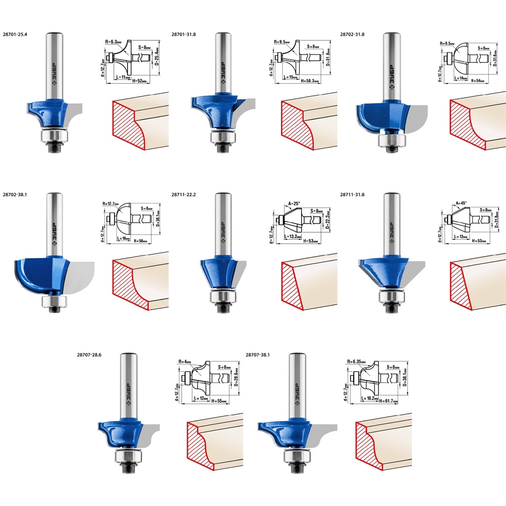 ЗУБР  26 шт, набор профильных фрез по дереву, Профессионал (28796-H26) 28796-H26