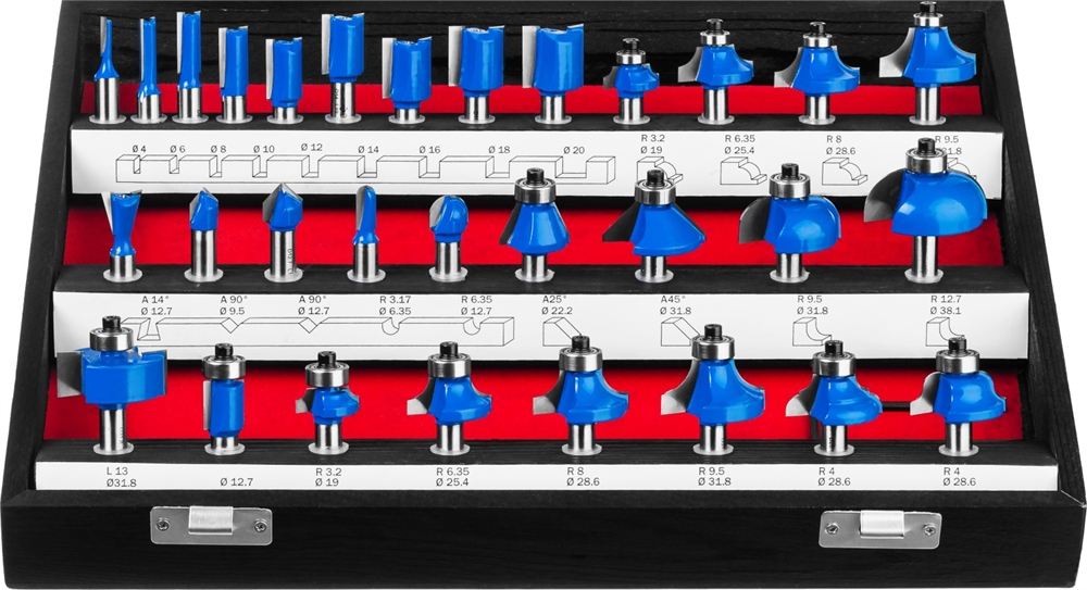 ЗУБР  30 шт, набор профильных фрез по дереву, Профессионал (28796-H30) 28796-H30
