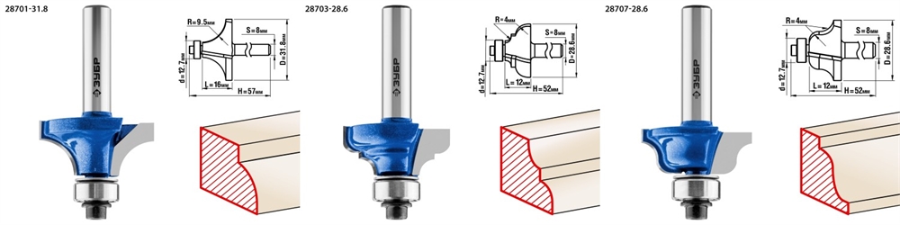 ЗУБР  30 шт, набор профильных фрез по дереву, Профессионал (28796-H30) 28796-H30