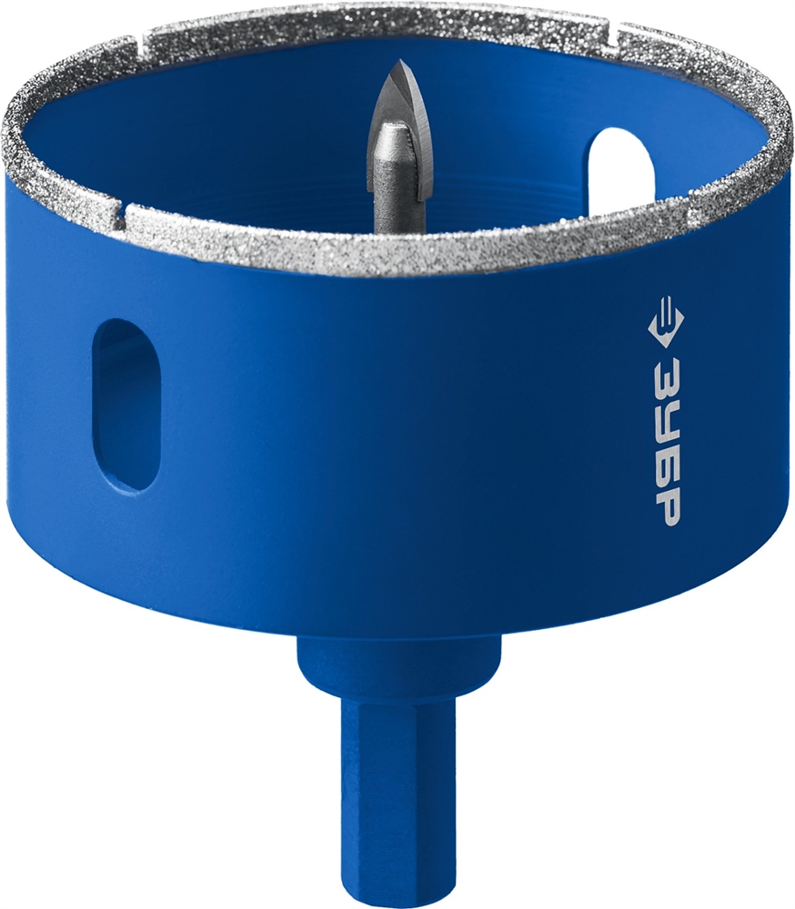 ЗУБР  АГК, d 65 мм, (центр. сверло, трехгр. хвост, Р60), алмазная коронка, Профессионал (29850-65) 29850-65