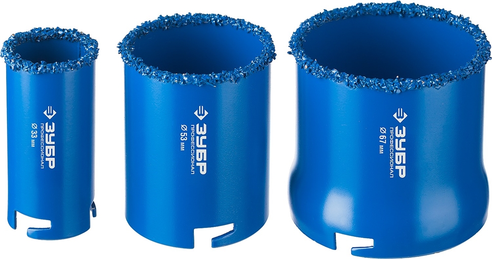 ЗУБР  5 шт, d 33, 53, 67 мм, карбид вольфрама, набор кольцевых коронок, Профессионал (33350-H5) 33350-H5