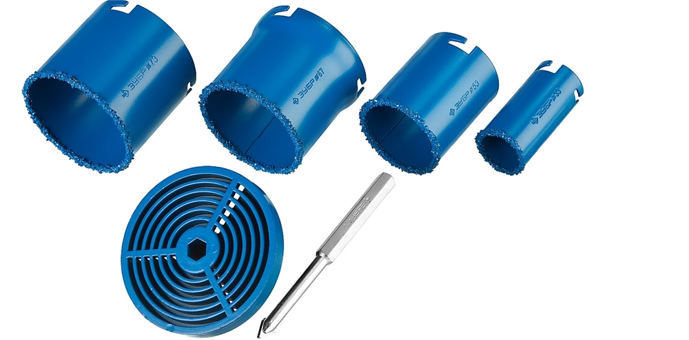 ЗУБР  6 шт, 33, 53, 67, 73 мм, карбид вольфрама, набор кольцевых коронок, Профессионал (33350-H6) 33350-H6_z01