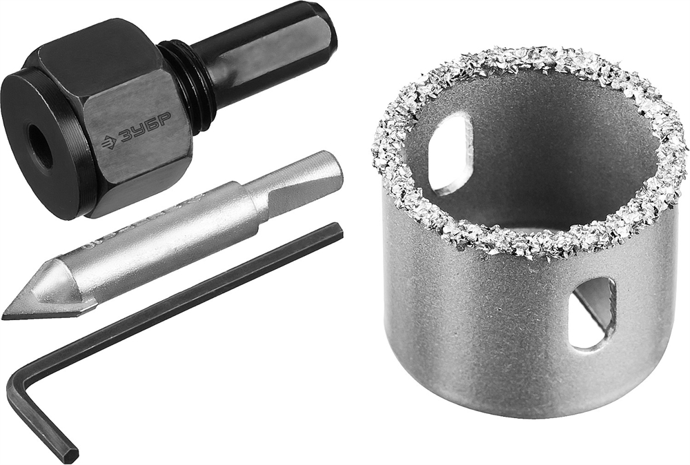 ЗУБР  32 мм, L 25 мм, карбид вольфрама, коронка-чашка с державкой и сверлом, Профессионал (33360-032) 33360-032_z01