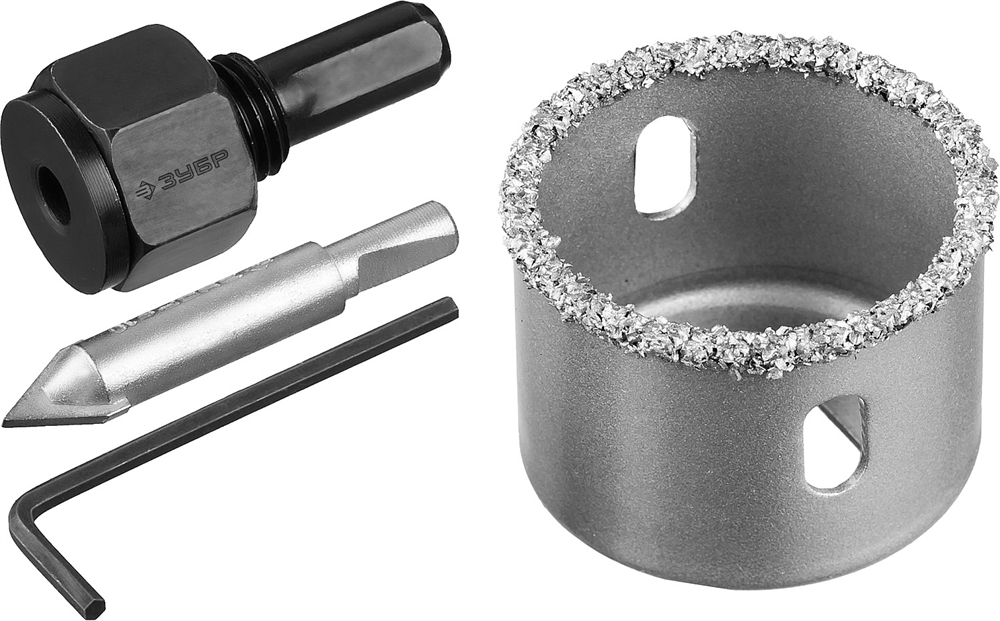 ЗУБР  38 мм, L 25 мм, карбид вольфрама, коронка-чашка с державкой и сверлом, Профессионал (33360-038) 33360-038_z01