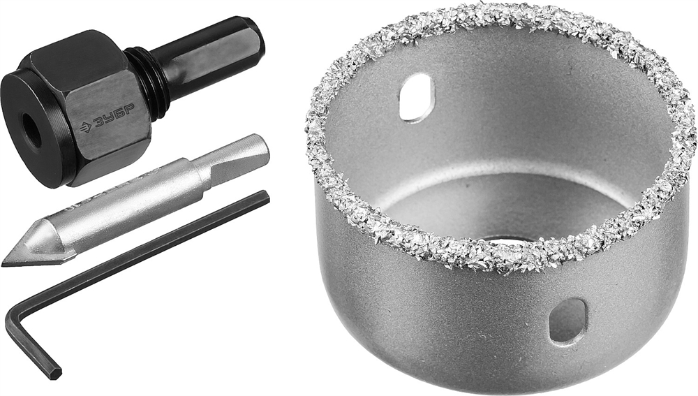 ЗУБР  51 мм, L 25 мм, карбид вольфрама, коронка-чашка с державкой и сверлом, Профессионал (33360-051) 33360-051_z01