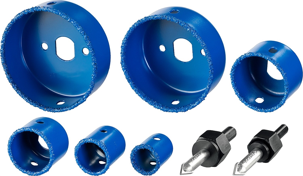 ЗУБР  6 шт, d 22, 28, 35, 44, 68, 73 мм, L 25 мм, карбид вольфрама, набор коронок-чашек с оснасткой, Профессионал (33360-H6) 33360-H6_z01