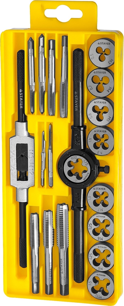 STAYER  MaXCut, 20 предмета, легированная сталь, набор метчиков и плашек (28012-H20) 28012-H20