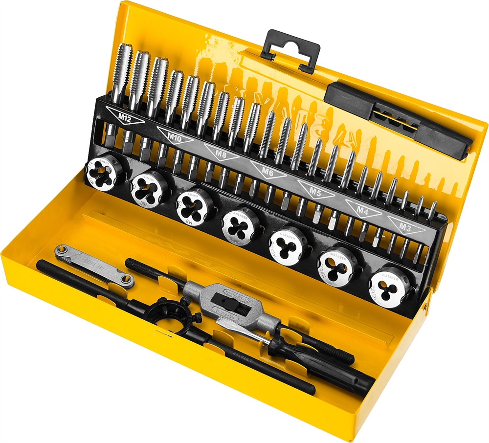 STAYER  MaXCut, 32 предмета, легированная сталь, набор комплектных метчиков и плашек (28014-H32) 28014-H32