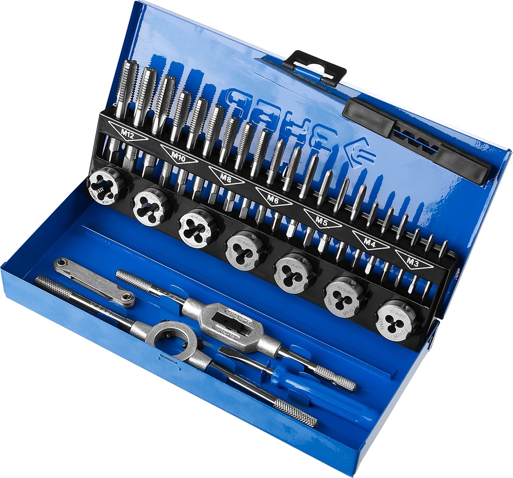 ЗУБР  32 предмета, сталь Р6М5, набор метчиков и плашек, Профессионал (28110-H32) 28110-H32