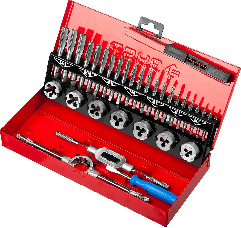 ЗУБР  32 предмета, сталь Р6М5, набор метчиков и плашек (28129-H32) 28129-H32_z01