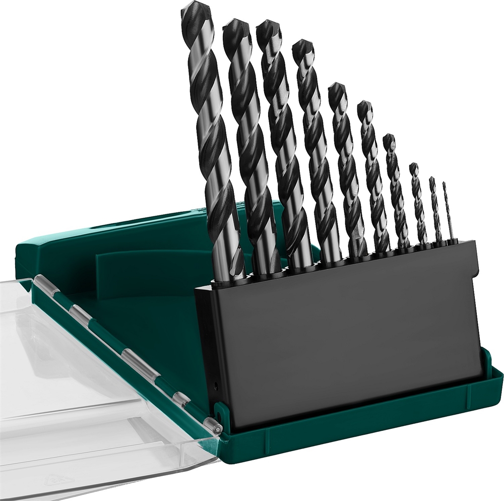 KRAFTOOL  HSS-G, 10 шт, (1-10 мм), сталь P6M5, набор сверл по металлу (29651-H10) 29651-H10