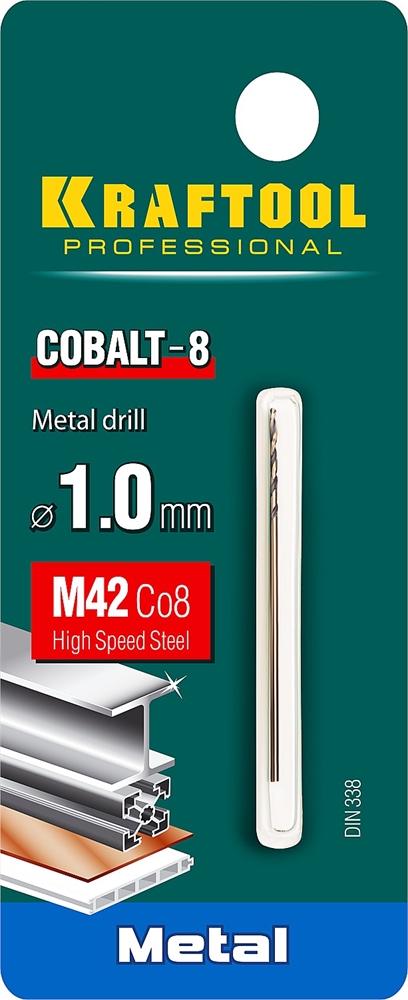 KRAFTOOL  Cobalt, 1.0 х 40 мм, сталь М42, HSS-Co(8%), сверло по металлу (29656-1) 29656-1