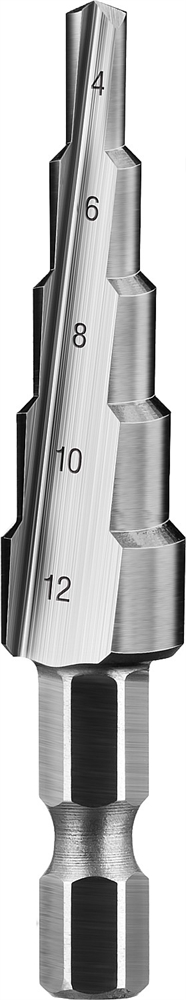 ЗУБР  4-12 мм, 5 ступеней, сталь Р6М5, ступенчатое сверло, Профессионал (29670-4-12-5) 29670-4-12-5_z01