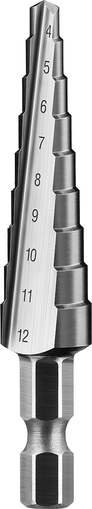 ЗУБР  4-12 мм, 9 ступеней, сталь Р6М5, ступенчатое сверло, Профессионал (29670-4-12-9) 29670-4-12-9_z01