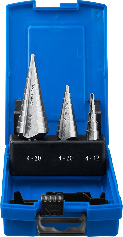 ЗУБР  4-30 мм, 3 шт, сталь Р6М5, набор ступенчатых сверл, Профессионал (29670-4-30-H3) 29670-4-30-H3_z01